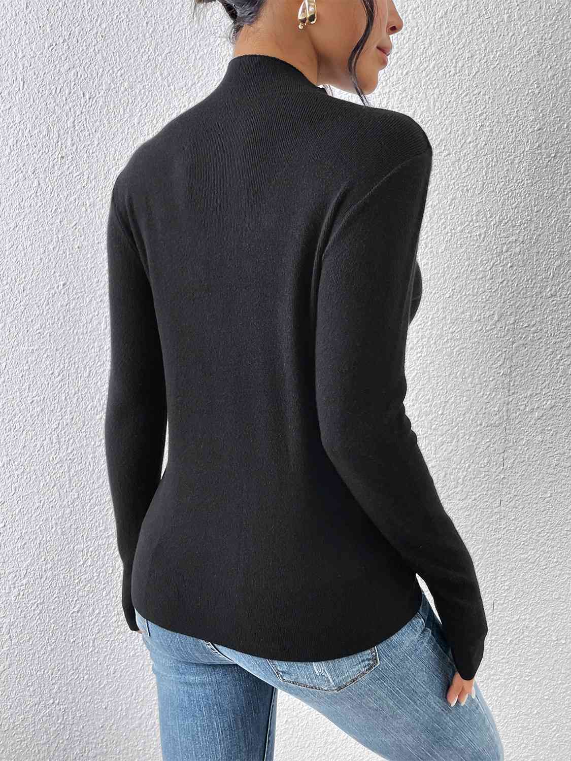 Mock Neck Long Sleeve Knit Top